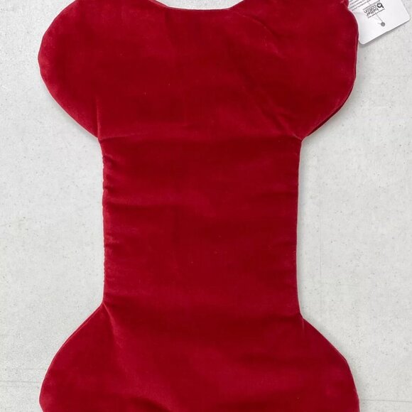 NEW Pottery Barn Classic Velvet Red DOG BONE Stocking NWT No Monogram Christmas - Picture 1 of 3